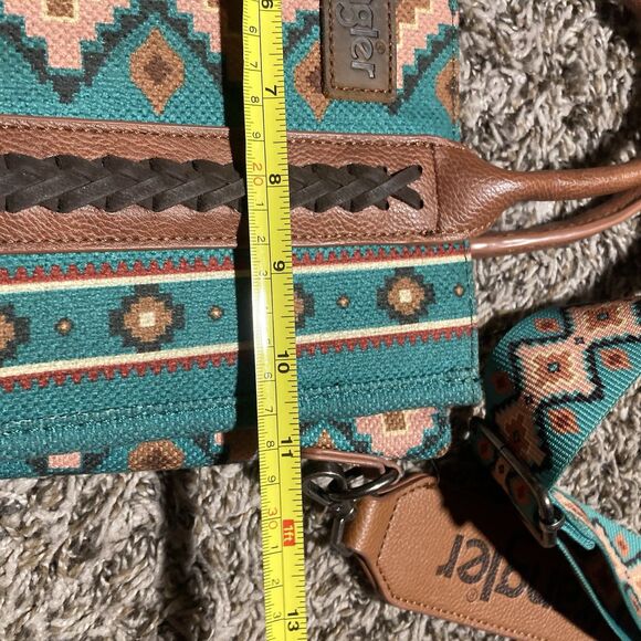 Wrangler Southwestern Small Crossbody Tote Bag Green Western WG2203-8120S STQ - Picture 5 of 12